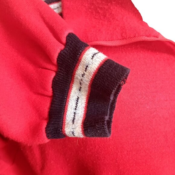 Vintage 70's XL Men's Sweatshirt Red Pullover Striped Shoulder Trim Quarter Zip - Picture 5 of 6